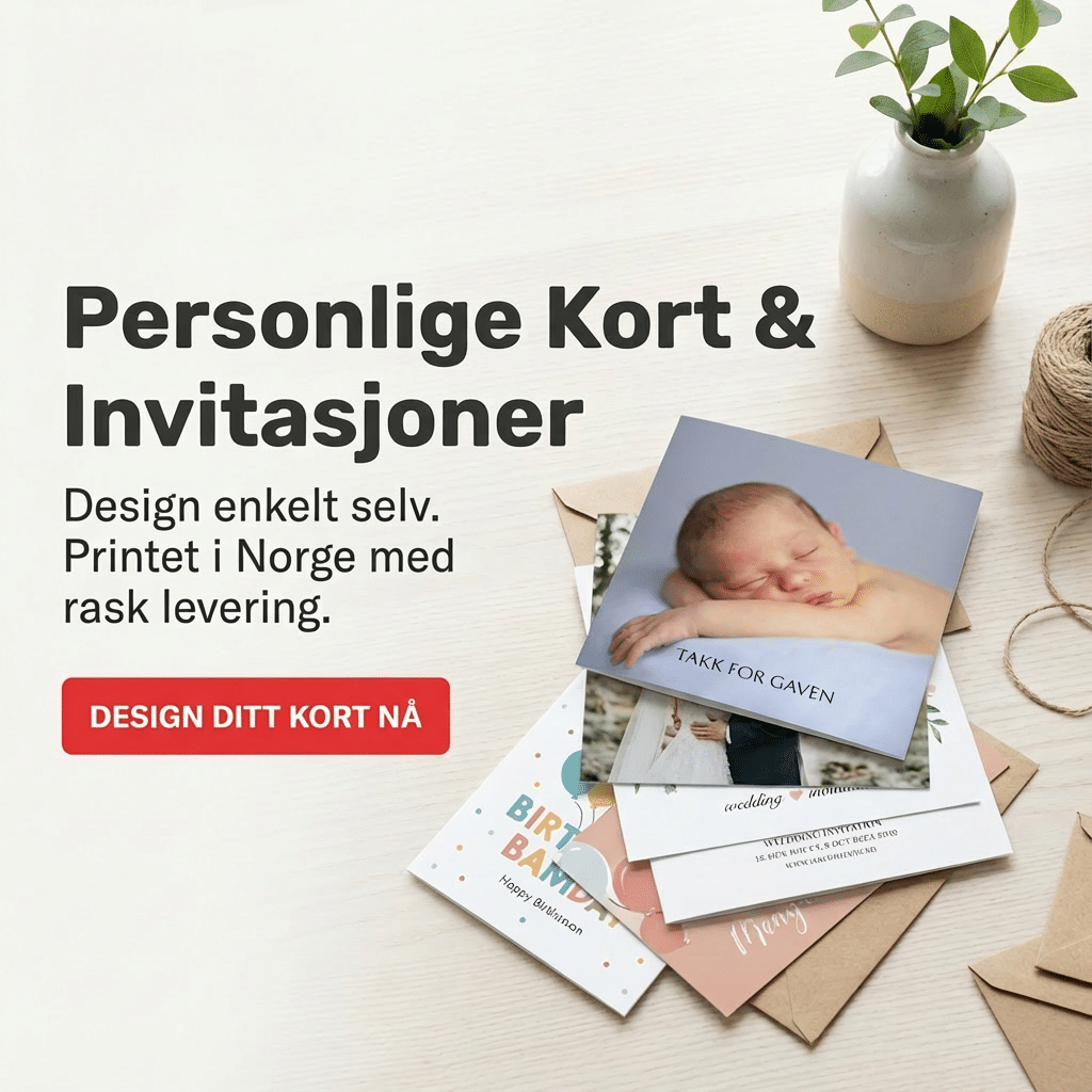 Print ut invitasjoner og takkekort